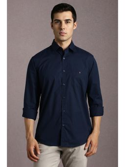 Louis Philippe - Men Navy Solid Full Sleeves Casual Shirt