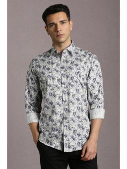 Louis Philippe - Men White Print Full Sleeves Casual Shirt