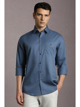 Louis Philippe - Men Blue Solid Full Sleeves Casual Shirt