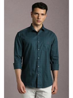 Louis Philippe - Men Green Check Full Sleeves Casual Shirt