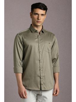 Louis Philippe - Men Olive Solid Full Sleeves Casual Shirt