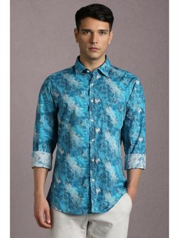 Louis Philippe - Men Blue Print Full Sleeves Casual Shirt