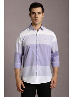 Louis Philippe - Men Lilac Stripe Full Sleeves Casual Shirt