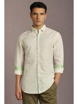 Louis Philippe - Men Cream Print Full Sleeves Casual Shirt