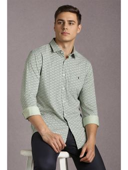 Louis Philippe - Men Green Print Full Sleeves Casual Shirt