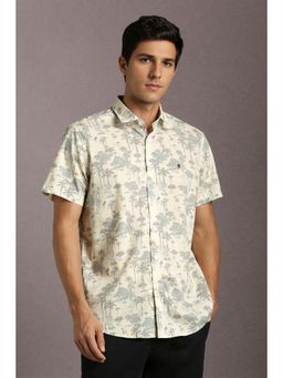Louis Philippe - Men Beige Print Half Sleeves Casual Shirt