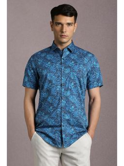Louis Philippe - Men Blue Print Half Sleeves Casual Shirt