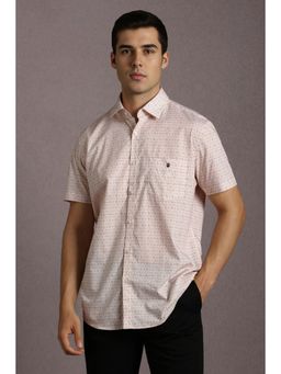 Louis Philippe - Men Beige Print Half Sleeves Casual Shirt