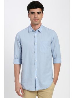 Peter England - Men Light Blue Solid Full Sleeves Casual Shirt