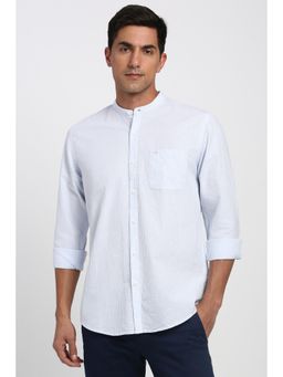 Peter England - Men Light Blue Stripe Full Sleeves Casual Shirt