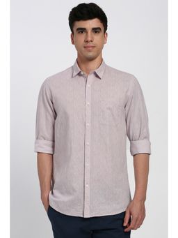 Peter England - Men Pink Print Full Sleeves Casual Shirt