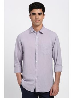 Peter England - Men Lilac Solid Full Sleeves Casual Shirt