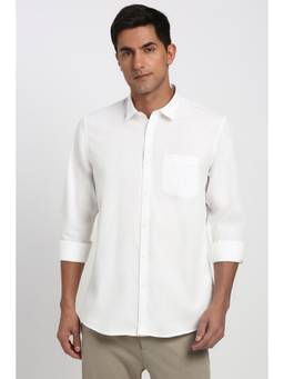 Peter England - Men White Solid Full Sleeves Casual Shirt