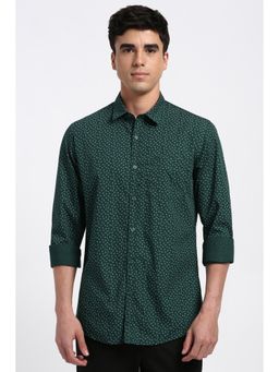 Peter England - Men Green Print Full Sleeves Casual Shirt