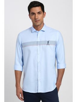 Peter England - Men Light Blue Stripe Full Sleeves Casual Shirt