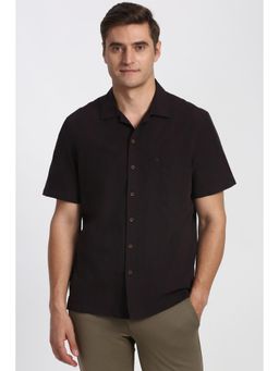 Peter England - Men Purple Stripe Half Sleeves Casual Shirt