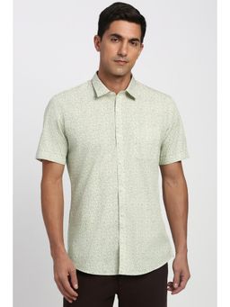 Peter England - Men Green Print Half Sleeves Casual Shirt