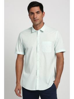 Peter England - Men Light Green Print Half Sleeves Casual Shirt