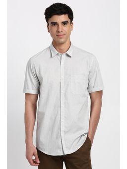 Peter England - Men Grey Print Half Sleeves Casual Shirt