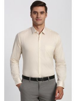 Peter England - Men Beige Full Sleeves Formal Shirt