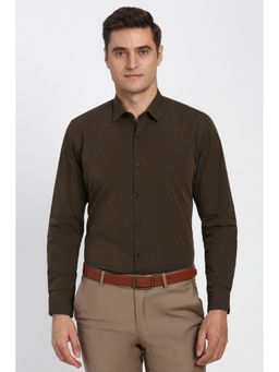 Peter England - Men Brown Full Sleeves Formal Shirt
