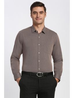 Peter England - Men Brown Full Sleeves Formal Shirt