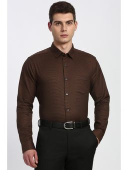 Peter England - Men Brown Full Sleeves Formal Shirt