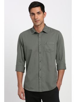 Peter England - Men Grey Solid Full Sleeves Casual Shirt