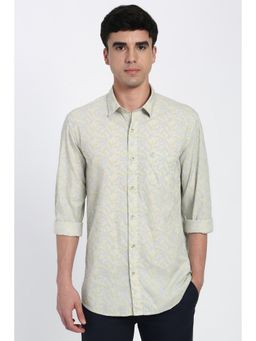 Peter England - Men Grey Print Full Sleeves Casual Shirt