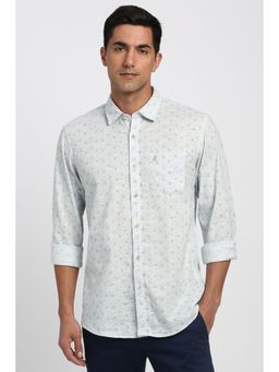 Peter England - Men Light Blue Print Full Sleeves Casual Shirt