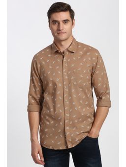 Peter England - Men Brown Print Full Sleeves Casual Shirt