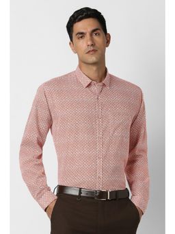 Van Heusen - Men Beige Print Full Sleeves Party Shirt