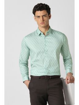 Van Heusen - Men Green Print Full Sleeves Party Shirt