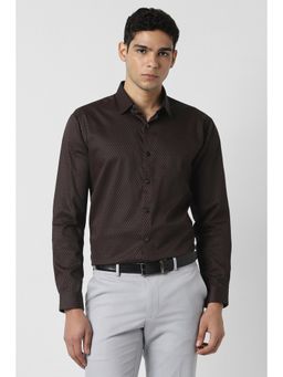 Van Heusen - Men Brown Print Full Sleeves Party Shirt