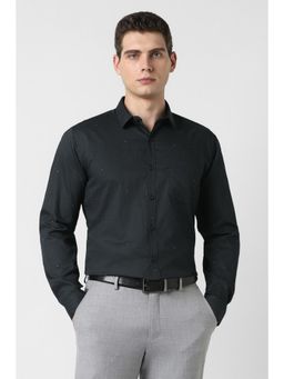 Van Heusen - Men Black Print Full Sleeves Party Shirt