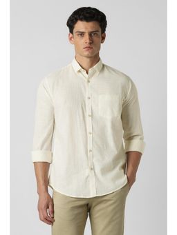 Van Heusen - Men Beige Textured Full Sleeves Party Shirt