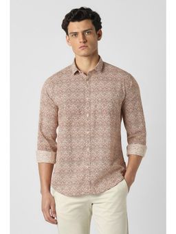 Van Heusen - Men Brown Print Full Sleeves Party Shirt