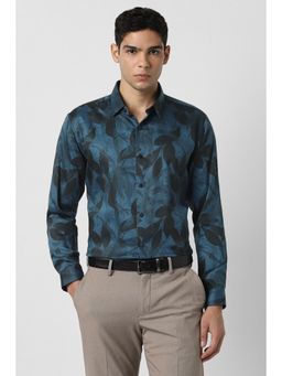Van Heusen - Men Navy Blue Print Full Sleeves Party Shirt
