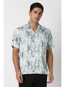 Van Heusen - Men Grey Print Half Sleeves Party Shirt