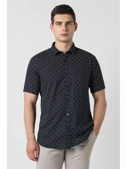 Van Heusen - Men Navy Print Half Sleeves Party Shirt