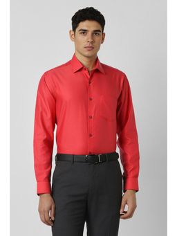 Van Heusen - Men Red Textured Full Sleeves Wedding Shirt