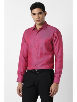 Van Heusen - Men Pink Textured Full Sleeves Wedding Shirt