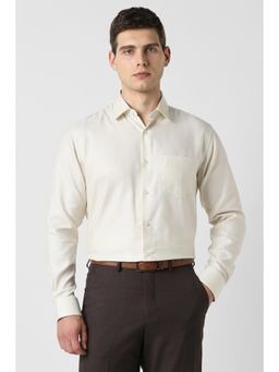 Van Heusen - Men Beige Textured Full Sleeves Wedding Shirt