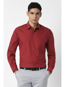 Van Heusen - Men Maroon Textured Full Sleeves Wedding Shirt