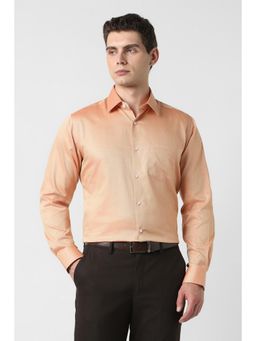 Van Heusen - Men Peach Textured Full Sleeves Wedding Shirt