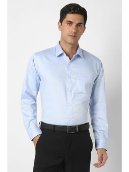 Van Heusen - Men Light Blue Textured Full Sleeves Wedding Shirt