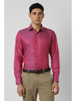 Van Heusen - Men Pink Textured Full Sleeves Wedding Shirt