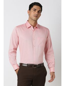 Van Heusen - Men Pink Textured Full Sleeves Wedding Shirt