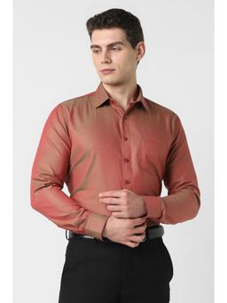 Van Heusen - Men Brown Textured Full Sleeves Wedding Shirt