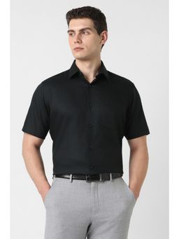 Van Heusen - Men Black Textured Half Sleeves Wedding Shirt